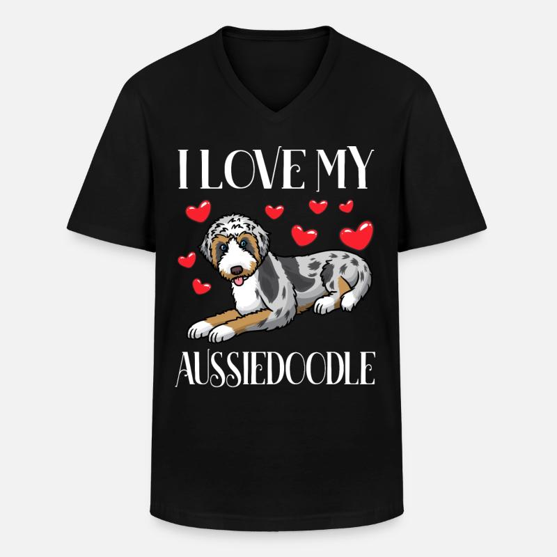 Aussiedoodle Hund - Männer-T-Shirt mit V-Ausschnitt - Schwarz