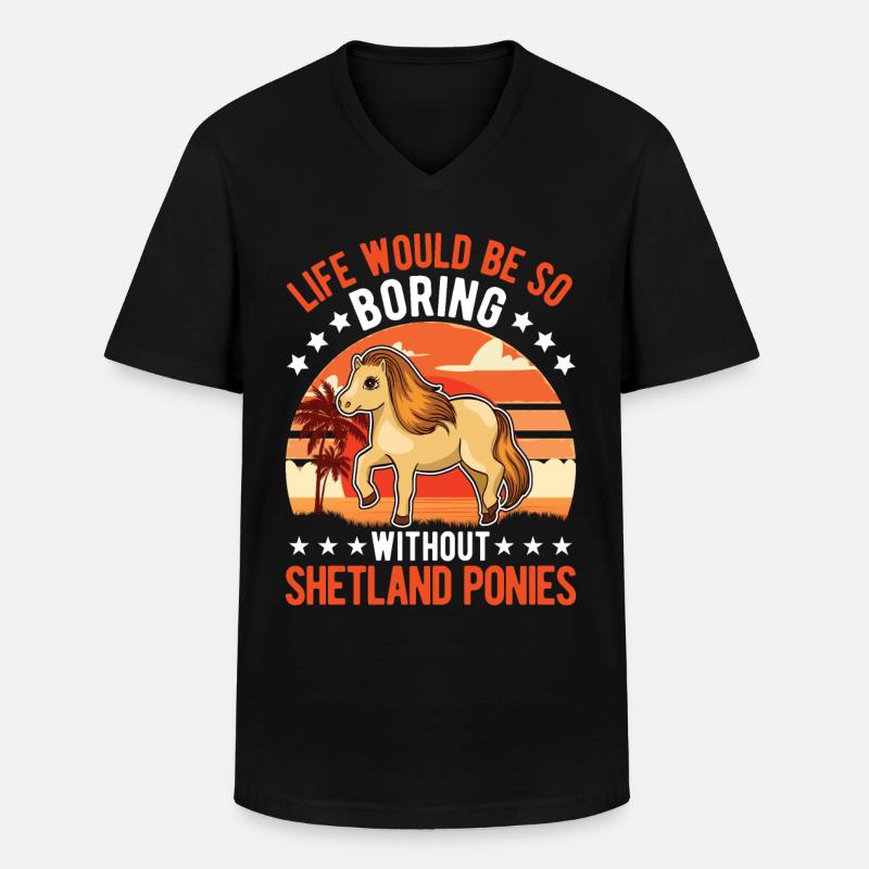 Shetland Pony Geschenk Shetty - Männer-T-Shirt mit V-Ausschnitt - Schwarz
