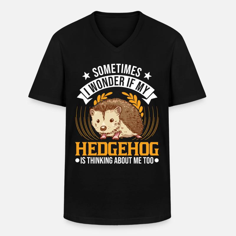 Igel Geschenk Stacheligel - Männer-T-Shirt mit V-Ausschnitt - Schwarz