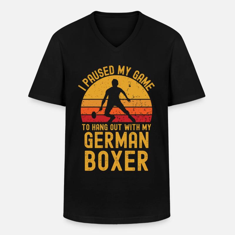 Badminton und Deutscher Boxer - Männer-T-Shirt mit V-Ausschnitt - Schwarz