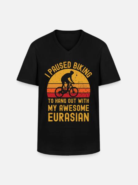 Cyclisme et Eurasier - T-shirt col V Homme - noir