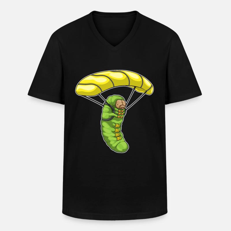 Raupe Fallschirm - Männer-T-Shirt mit V-Ausschnitt - Schwarz