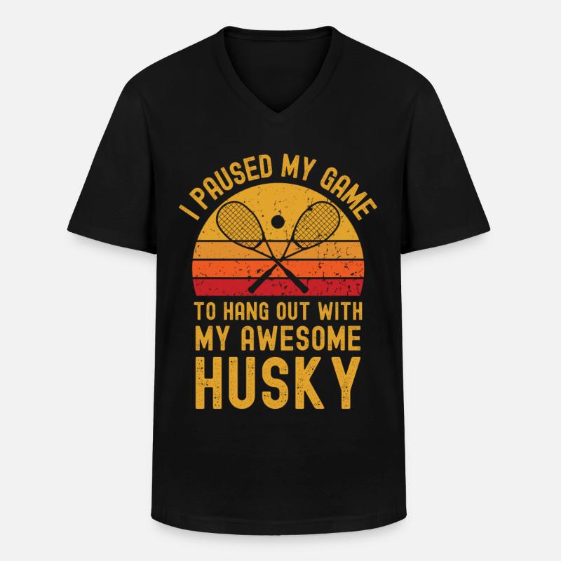 Squash und Husky - Männer-T-Shirt mit V-Ausschnitt - Schwarz
