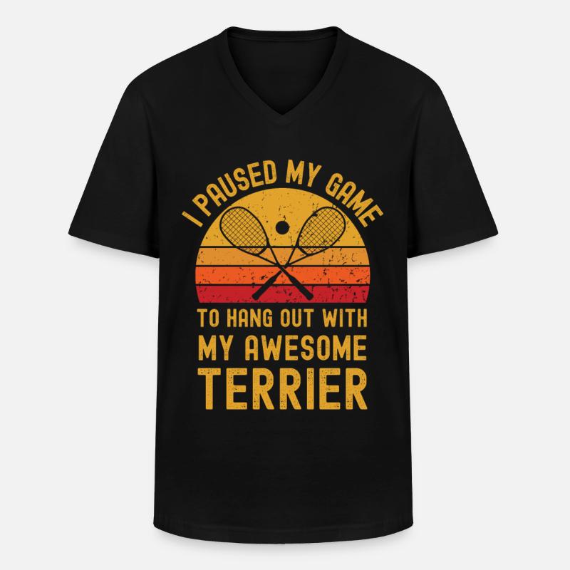 Squash und Terrier - Männer-T-Shirt mit V-Ausschnitt - Schwarz