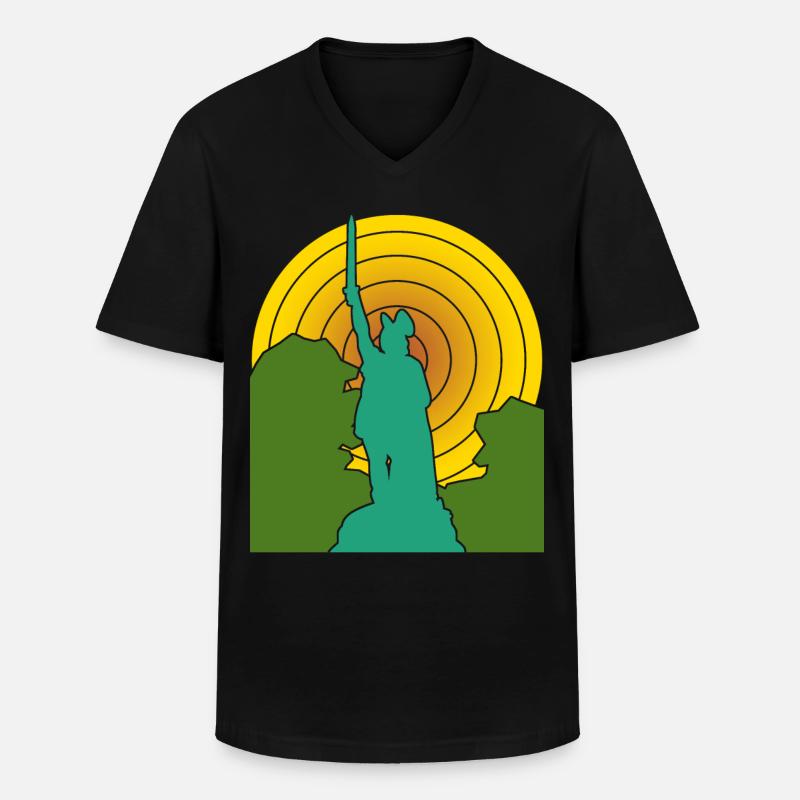 Hermannsdenkmal retro Detmold - Männer-T-Shirt mit V-Ausschnitt - Schwarz