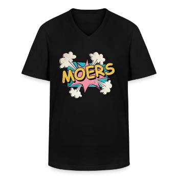 Moers Germany City Font Pop Art Comic - Men's V-Neck T-Shirt - black - Front - AI Model Male 178 dark (178cm)
