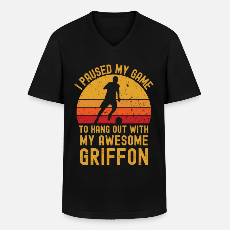 Fußball und Griffon - Männer-T-Shirt mit V-Ausschnitt - Schwarz