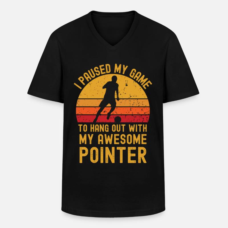 Fußball und Pointer - Männer-T-Shirt mit V-Ausschnitt - Schwarz
