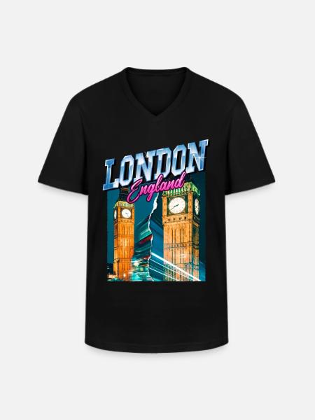 London England UK City Skyline Vintage Retro - Men's V-Neck T-Shirt - black