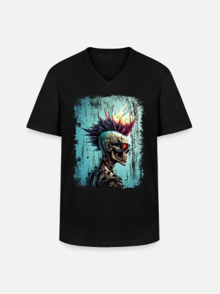 Punk Zombie Skull - Men's V-Neck T-Shirt - black