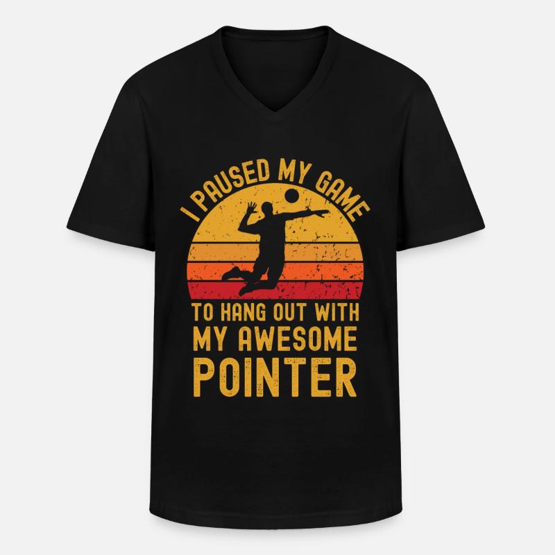 Volleyball et Pointer - T-shirt col V Homme - noir