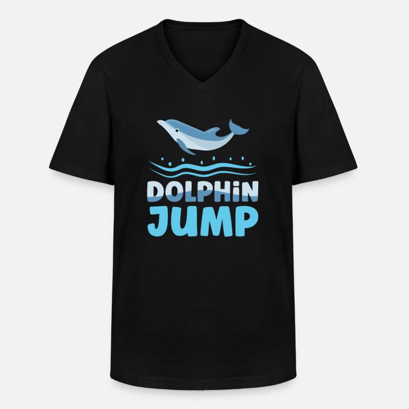 Dolphin Jump Meeresbiologe Wassertier - Männer-T-Shirt mit V-Ausschnitt - Schwarz