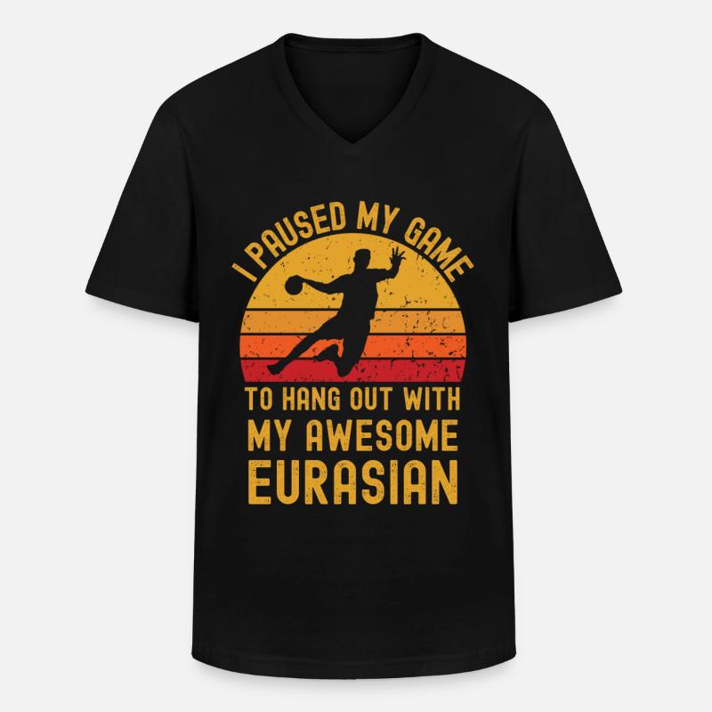 Handball und Eurasier - Männer-T-Shirt mit V-Ausschnitt - Schwarz