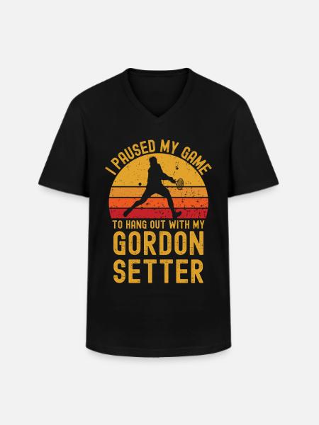 Tennis and Gordon-Setter - Men's V-Neck T-Shirt - black