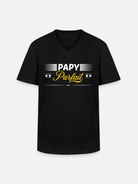 Papy parfait - T-shirt col V Homme - noir