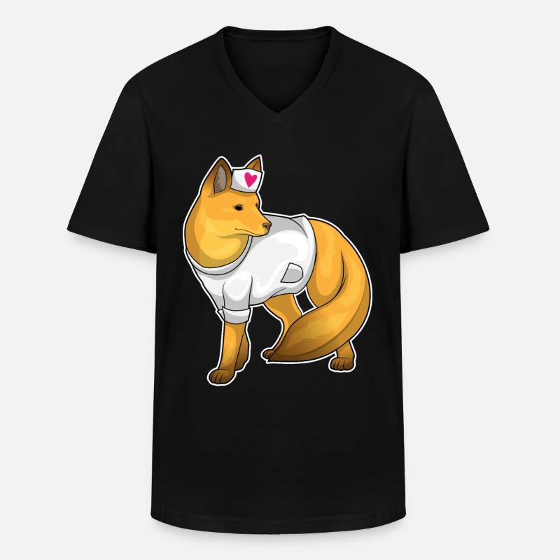 Fuchs Krankenschwester Herz - Männer-T-Shirt mit V-Ausschnitt - Schwarz