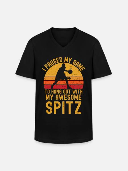 Basketball and Spitz - Men's V-Neck T-Shirt - black