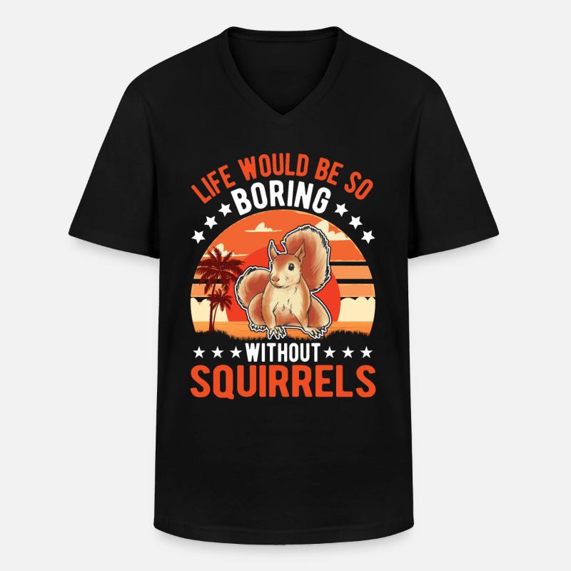 Eichhörnchen Geschenk Squirrel Grauhörnchen - Männer-T-Shirt mit V-Ausschnitt - Schwarz