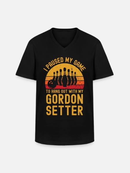 Bowling et Gordon-Setter - T-shirt col V Homme - noir