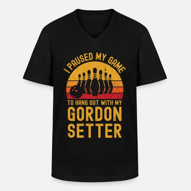 Bowling und Gordon-Setter - Männer-T-Shirt mit V-Ausschnitt - Schwarz