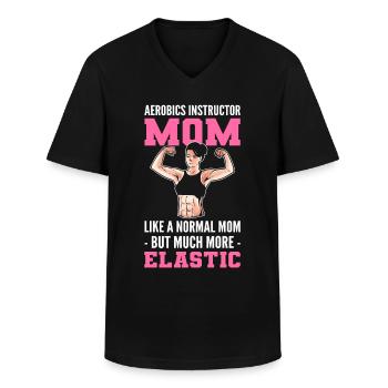 Aerobics Instructor Mom. Fitness Coach - Men's V-Neck T-Shirt - black - Front - AI Model Male 178 dark (178cm)