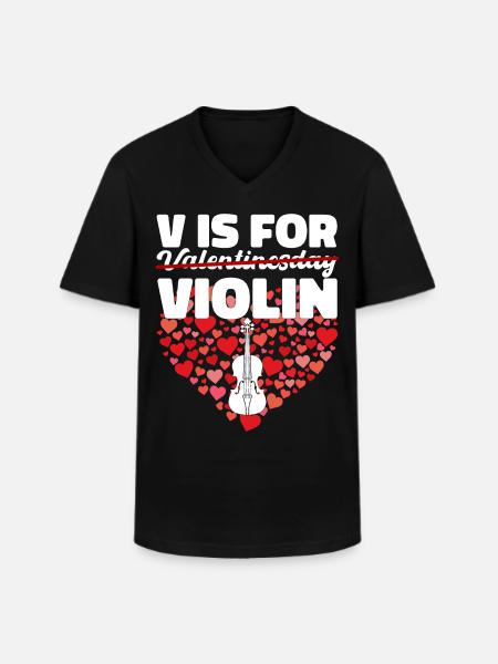 Saint-Valentin Violon Violon Love Cadeau - T-shirt col V Homme - noir