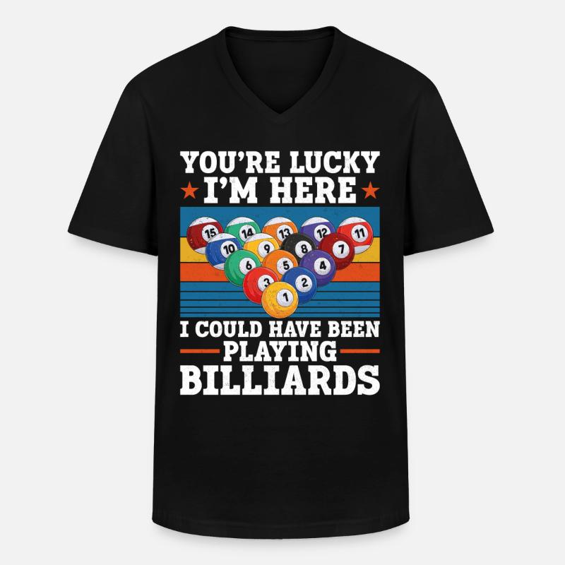 Billiards Pool Player Ball Retro - Männer-T-Shirt mit V-Ausschnitt - Schwarz