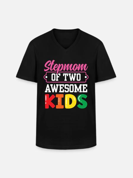 Stepmother of two great children - Men's V-Neck T-Shirt - black