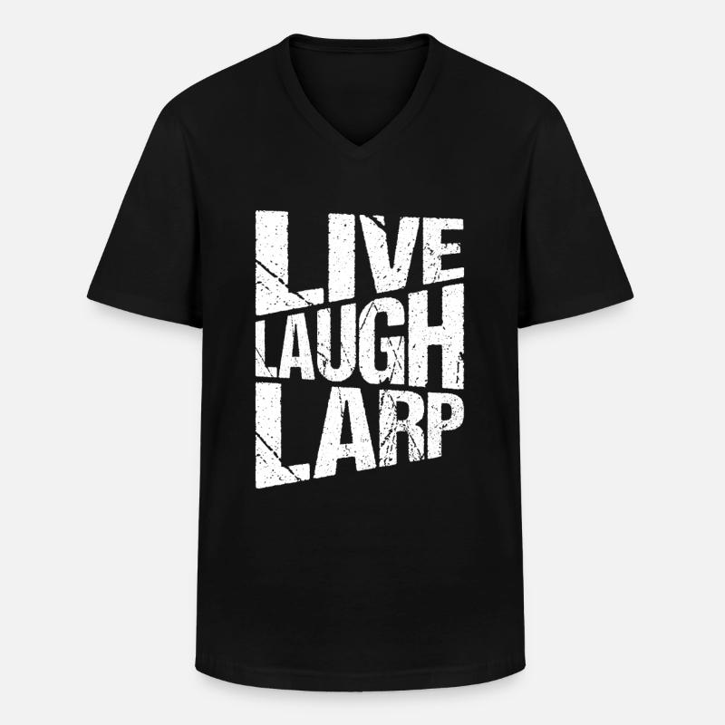 larp live laugh larp - Männer-T-Shirt mit V-Ausschnitt - Schwarz