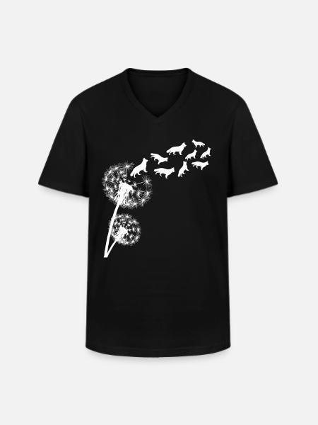 German Shepherd Dandelion - Men's V-Neck T-Shirt - black