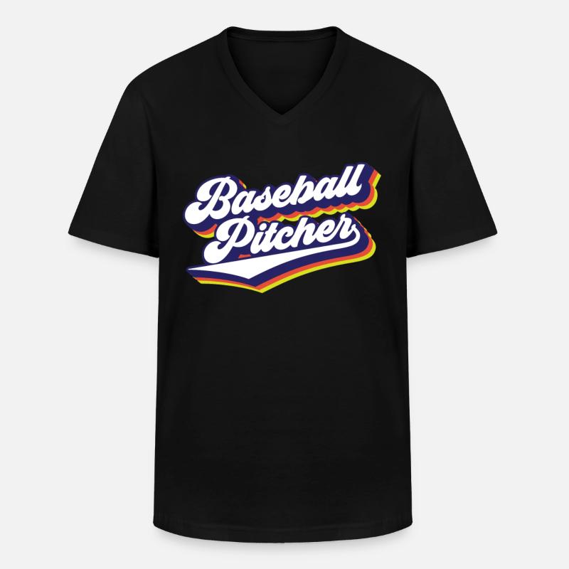 Baseball Pitcher Hobby Werfer Spieler - Männer-T-Shirt mit V-Ausschnitt - Schwarz