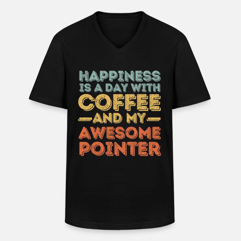 Pointer Kaffee Hund Cafe - Männer-T-Shirt mit V-Ausschnitt - Schwarz