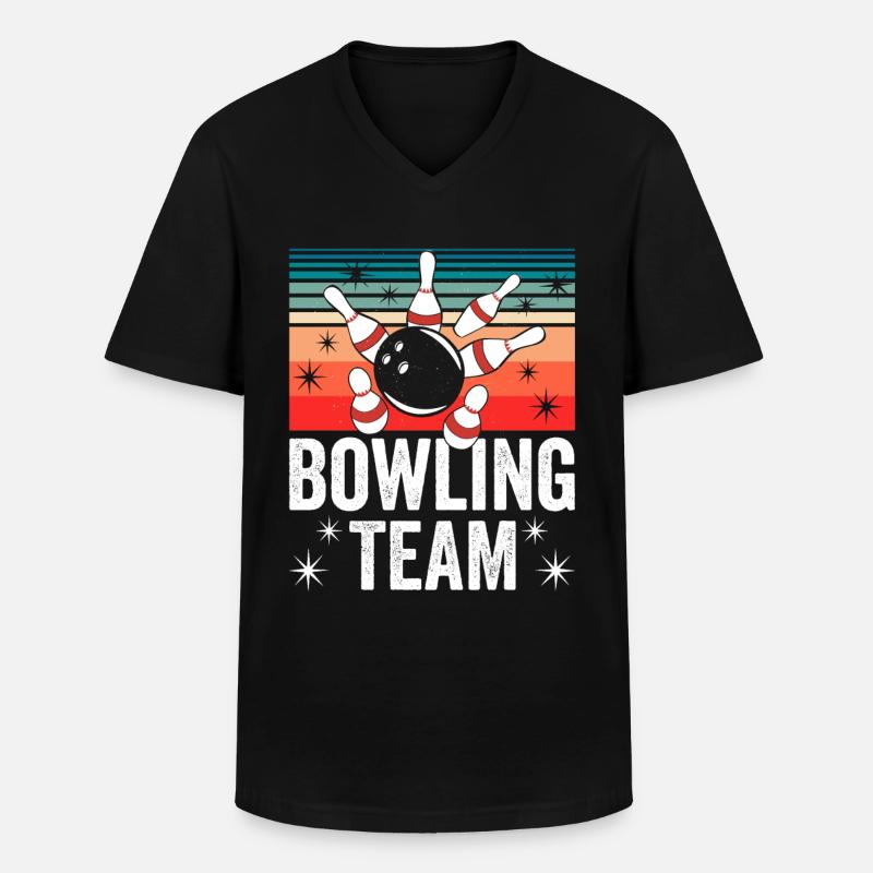 Bowling Team Bowler Mannschaft Hobby - Männer-T-Shirt mit V-Ausschnitt - Schwarz