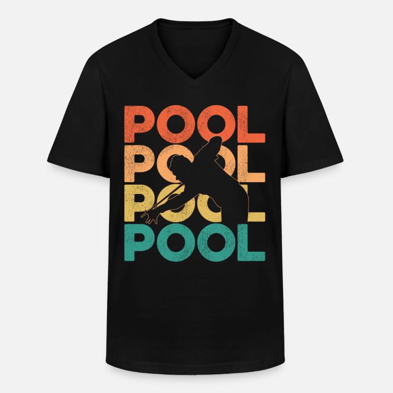 Billiards Pool Player Ball Retro - Männer-T-Shirt mit V-Ausschnitt - Schwarz