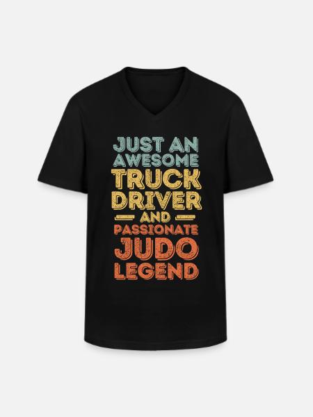 Truck driver Judo retro - Men's V-Neck T-Shirt - black