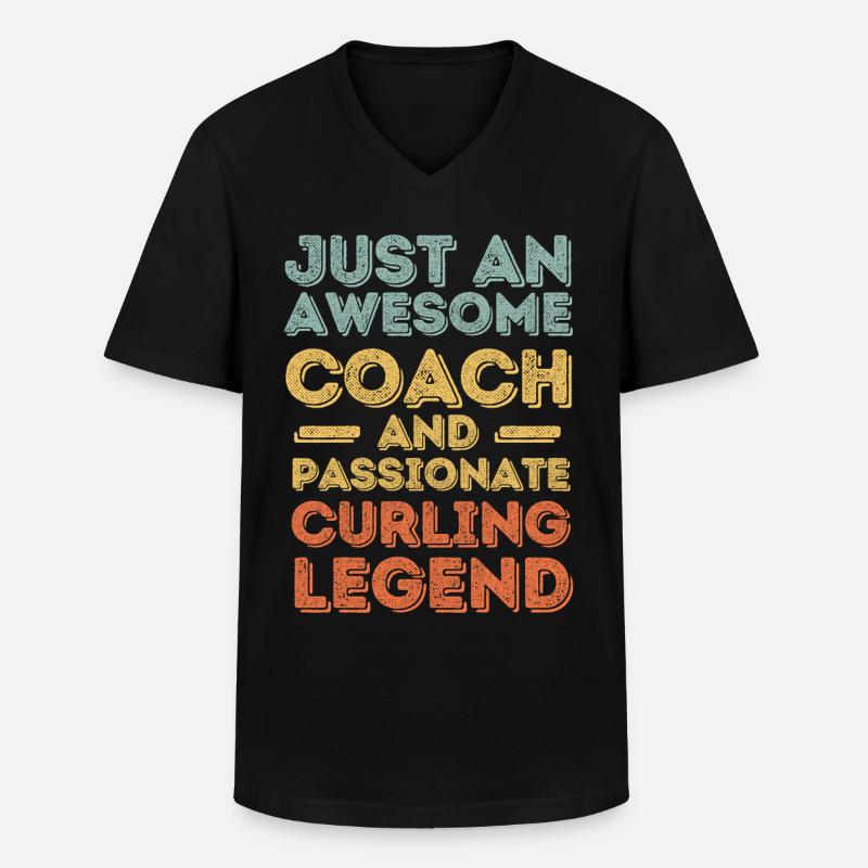 Trainer Curling retro - Männer-T-Shirt mit V-Ausschnitt - Schwarz