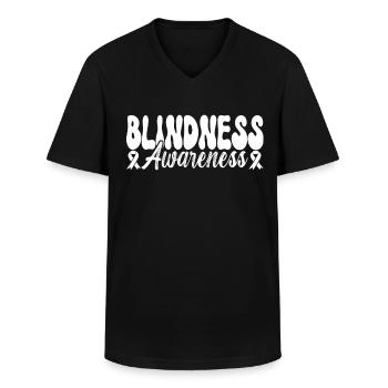 Déficience visuelle aveugle - T-shirt col V Homme - noir - Devant - AI Model Male 178 dark (178cm)