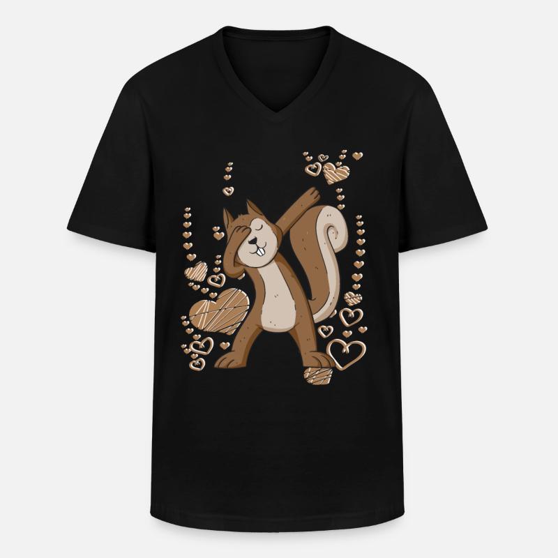 dabbing Eichhörnchen tanzen Waldtier - Männer-T-Shirt mit V-Ausschnitt - Schwarz