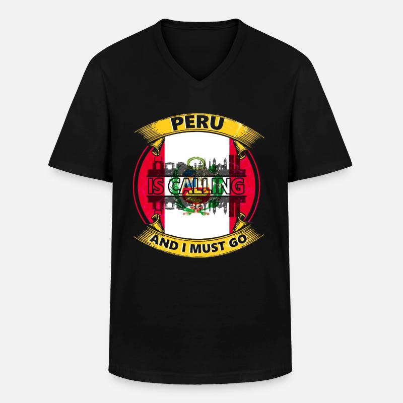 Peru Flagge - Männer-T-Shirt mit V-Ausschnitt - Schwarz