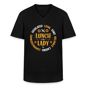 Lunch Lady Squad Cafeteria School Canteen - Men's V-Neck T-Shirt - black - Front - AI Model Male 178 dark (178cm)