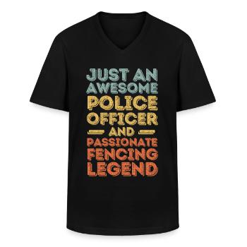 Polizist Fechten retro - Männer-T-Shirt mit V-Ausschnitt - Schwarz - Vorne - AI Model Male 178 dark (178cm)