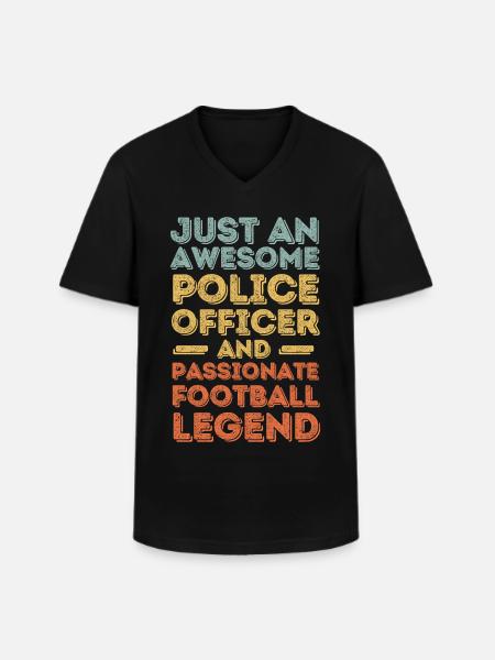 Policeman football retro - Men's V-Neck T-Shirt - black
