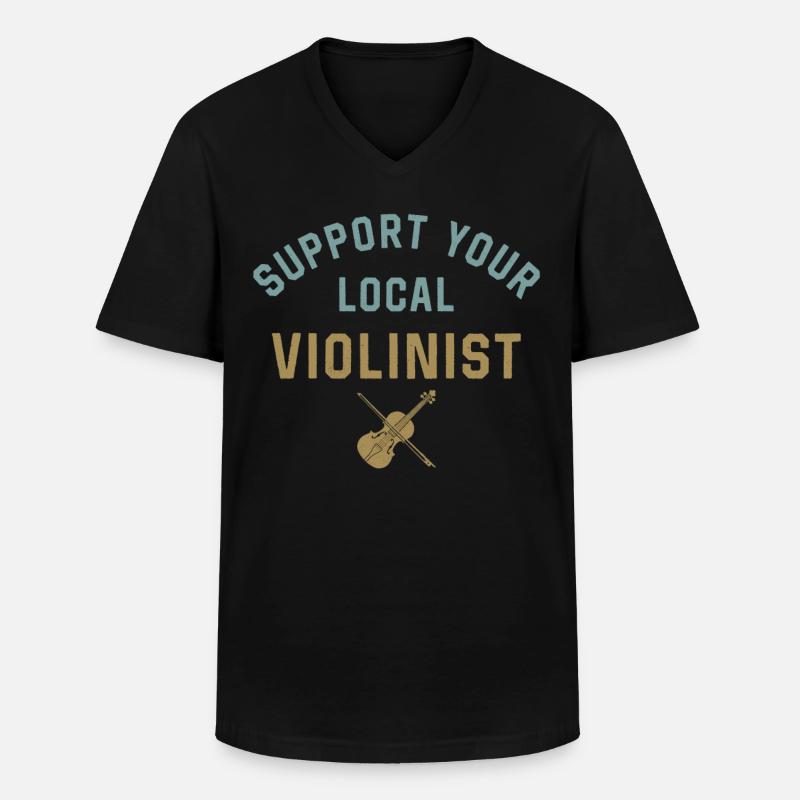Violin Violinist Support Your - Männer-T-Shirt mit V-Ausschnitt - Schwarz