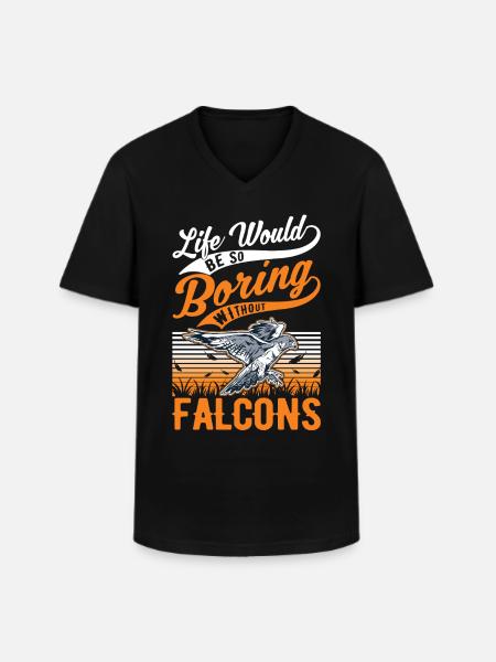 Fauconnier Cadeau Fauconnerie Crécerelle - T-shirt col V Homme - noir