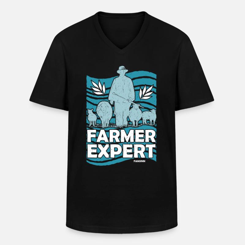 Farmer Expert - Männer-T-Shirt mit V-Ausschnitt - Schwarz