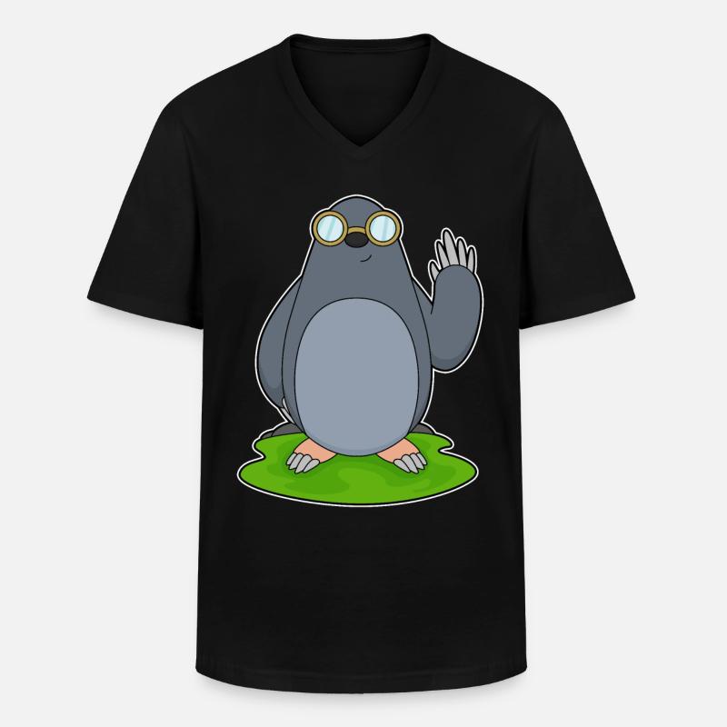Maulwurf Brille - Männer-T-Shirt mit V-Ausschnitt - Schwarz