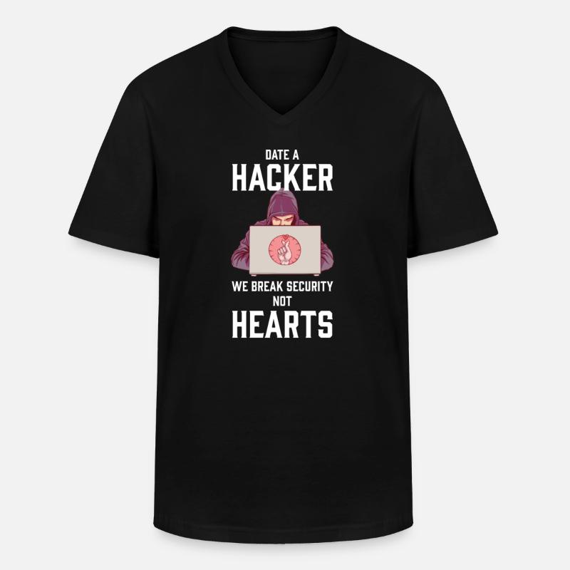 Hacker Programmeur Développeur Informatique - T-shirt col V Homme - noir