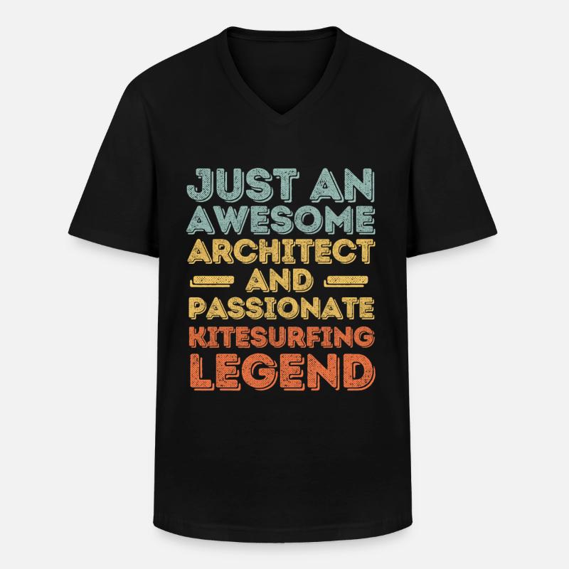 Architekt Kitesurfen retro - Männer-T-Shirt mit V-Ausschnitt - Schwarz
