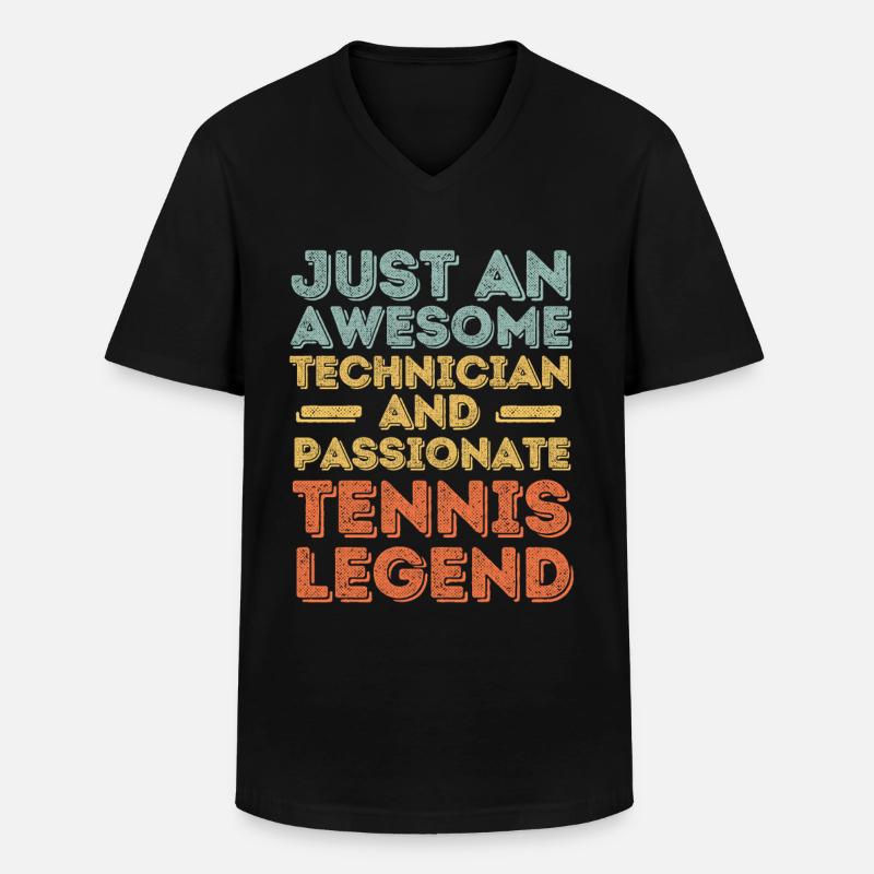 Techniker Tennis retro - Männer-T-Shirt mit V-Ausschnitt - Schwarz
