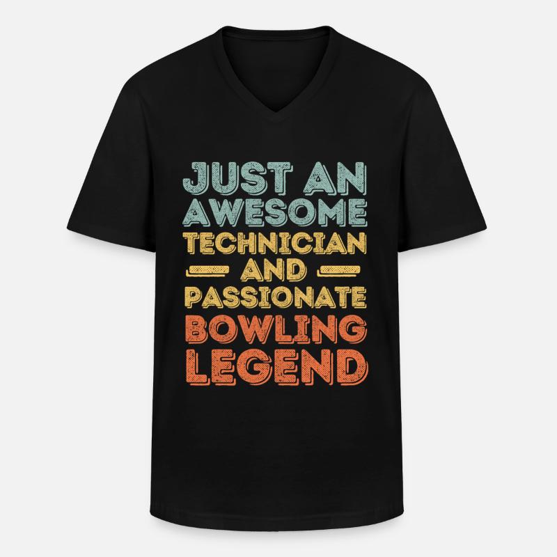 Techniker Bowling retro - Männer-T-Shirt mit V-Ausschnitt - Schwarz